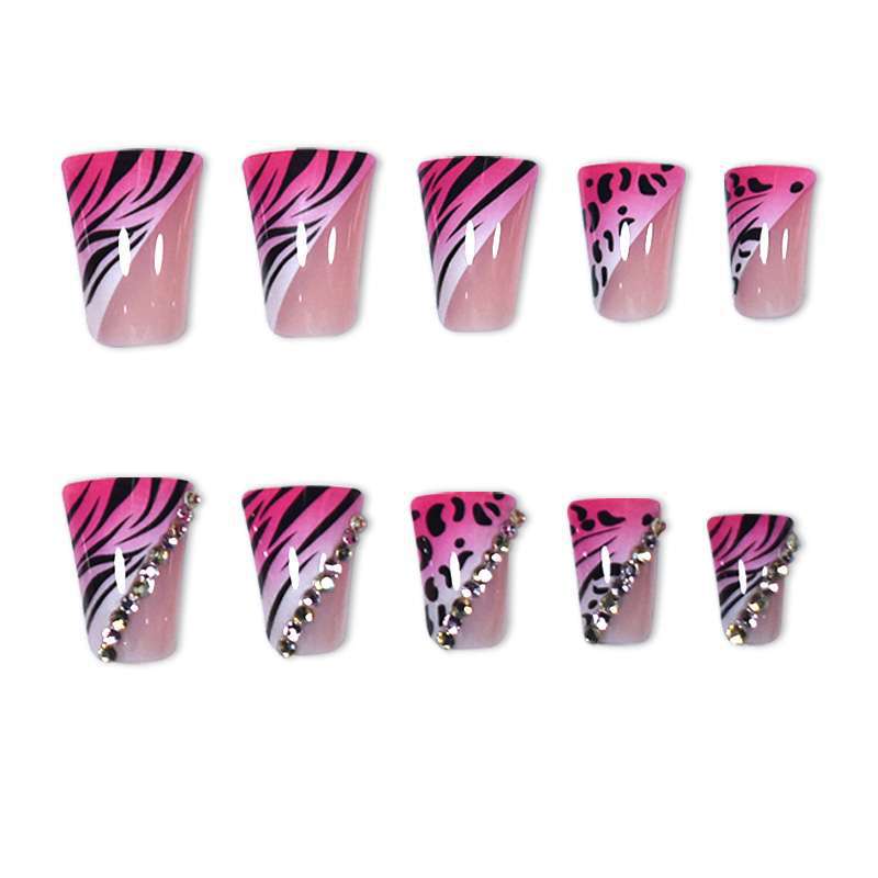Artistic Stiletto Press-On Nail Set with Animal Print Accents Kalsten