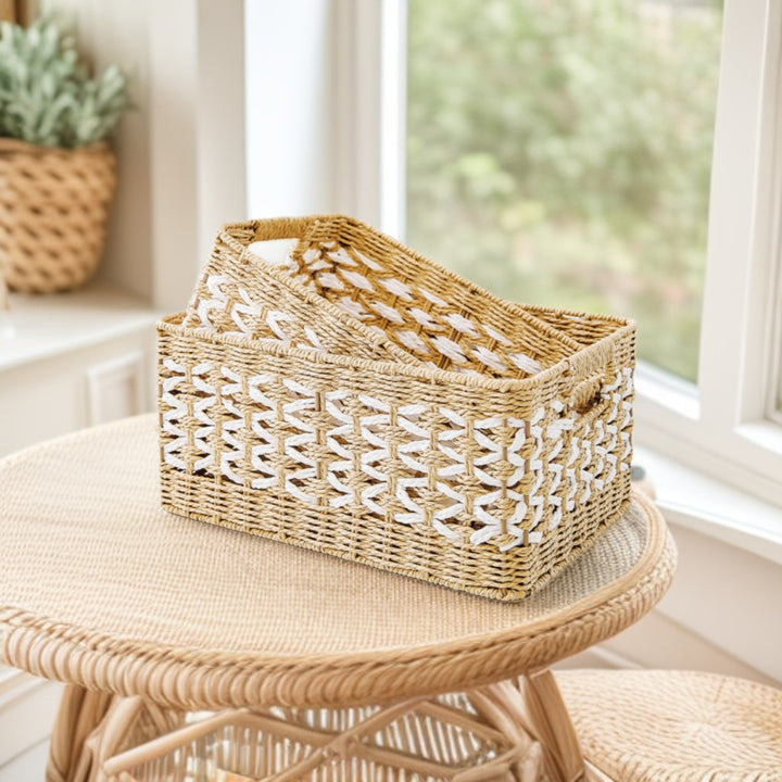 Decorative basket made of natural fiber with elegant design Kalsten