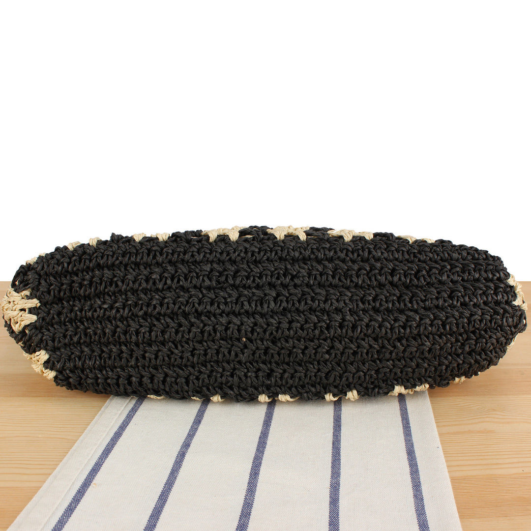 Tote bag with modern striped pattern made of woven natural material Kalsten
