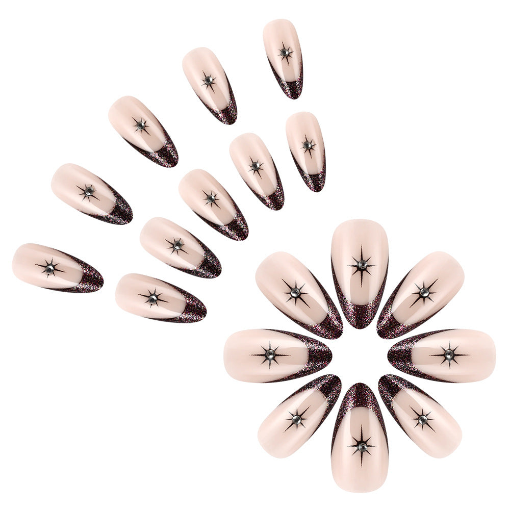 Glamorous Star-Embellished French Tip Nail Art Kalsten