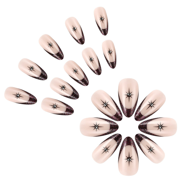 Glamorous Star-Embellished French Tip Nail Art Kalsten