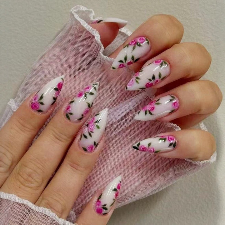 Artificial nail set with romantic rose designs Kalsten
