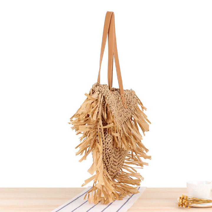 Trendy Straw Bag with Fringed Design Kalsten