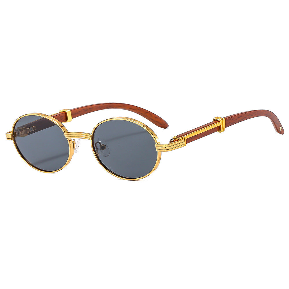 Vintage-Inspired Circular Sunglasses with Luxurious Golden Accents Kalsten