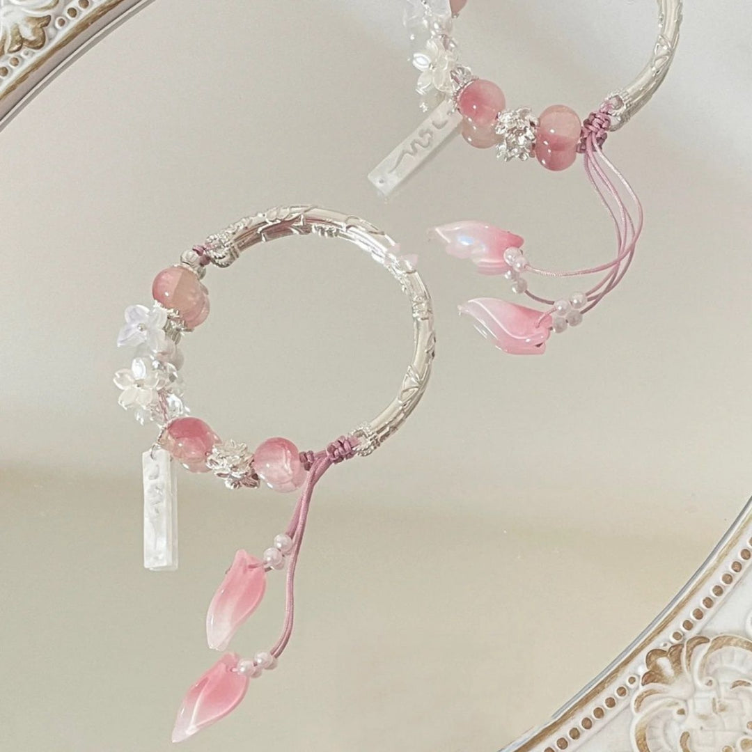 Floral Beaded Charm Bangle Bracelet Kalsten