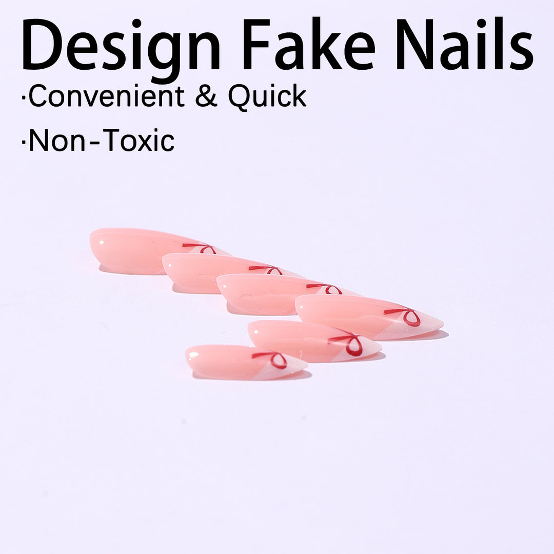 Artificial nail set with playful bow design Kalsten