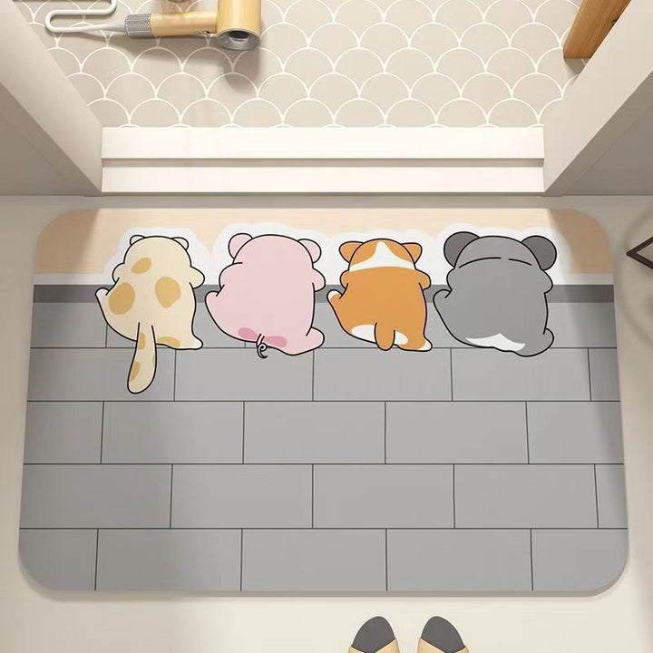 Cute Cat-Themed Bath Mat Kalsten