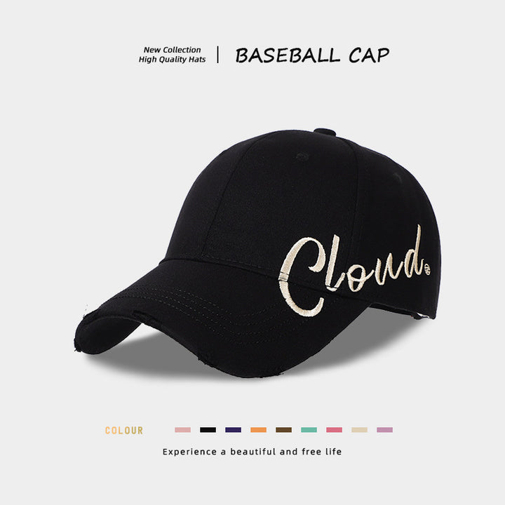 Distressed Baseball Cap with Inspirational Embroidery