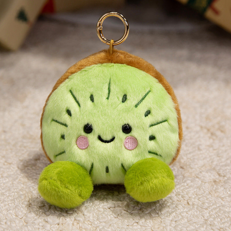 Plush Star-Shaped Keychain Charm with Embroidered Smile and Metal Ring Kalsten
