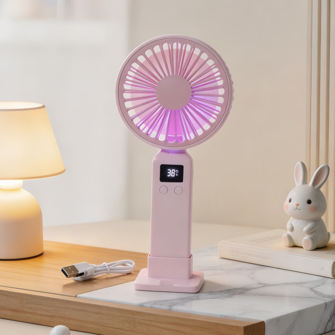 Ladies portable hand fan with digital speed display and ergonomic design Kalsten