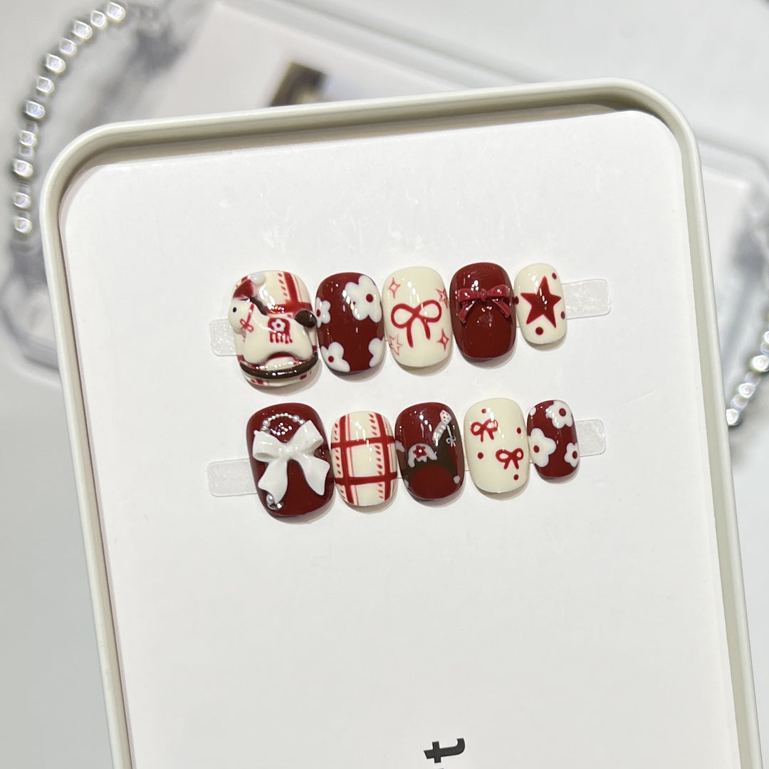 Decorative Press-On Nail Art Set with Unique Patterns Kalsten