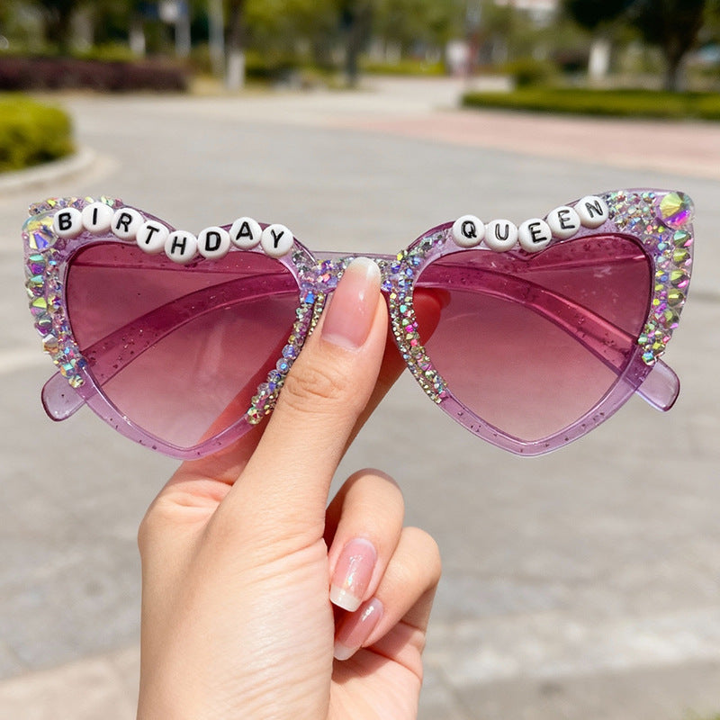 Decorative Rhinestone-Embellished Heart-Shaped Sunglasses Kalsten