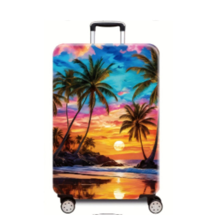 Women's Hard Shell Suitcase with Tropical Landscape Design Kalsten