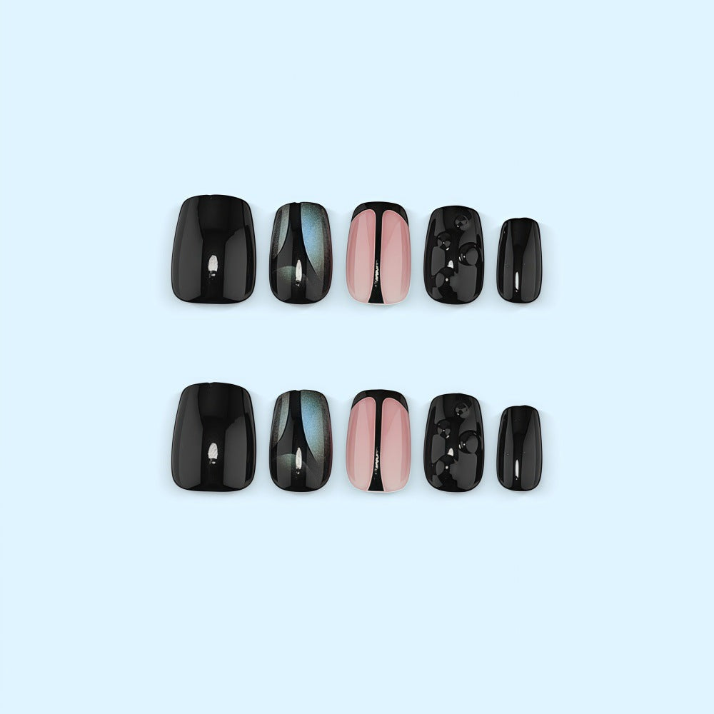 Artificial nails with elegant black and pastel accent design Kalsten