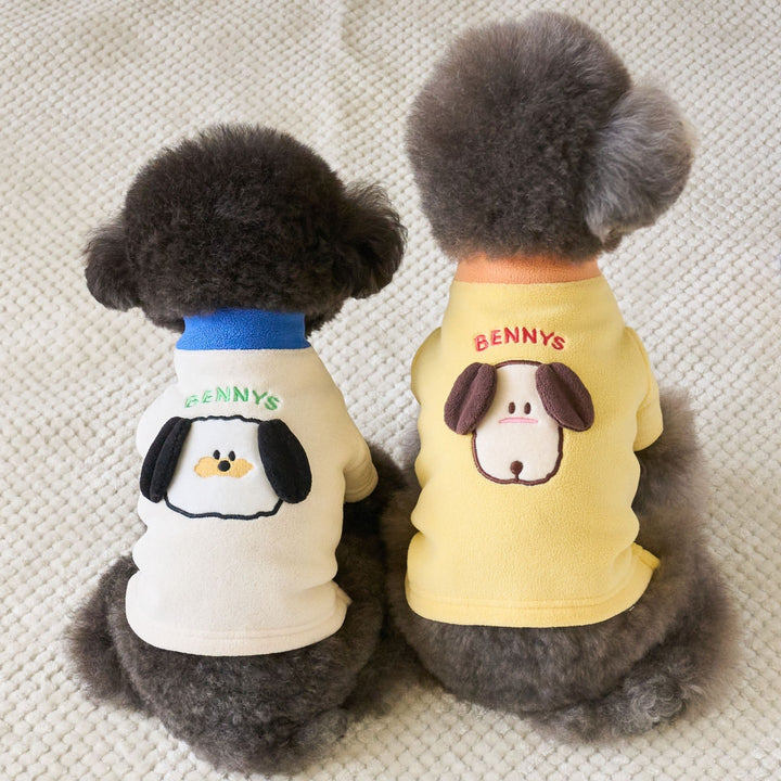 Plush Fleece Dog Sweater with Embroidered Monkey Patch