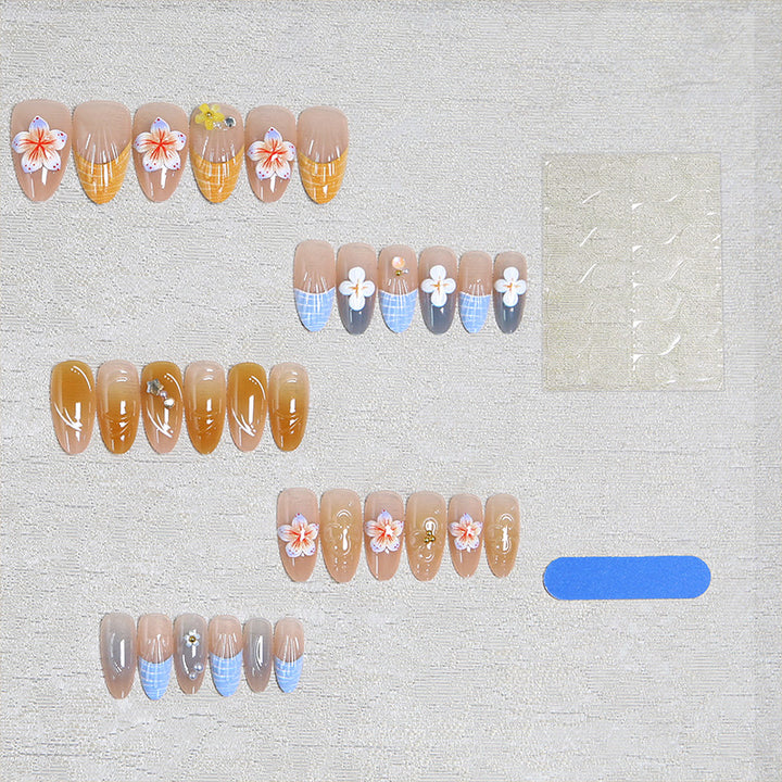 Acrylic nail set with aesthetic floral accents and gloss finish Kalsten