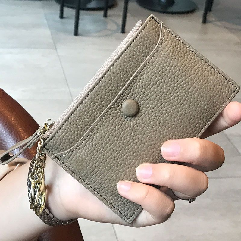 Textured  Leather Zip Card Holder Kalsten