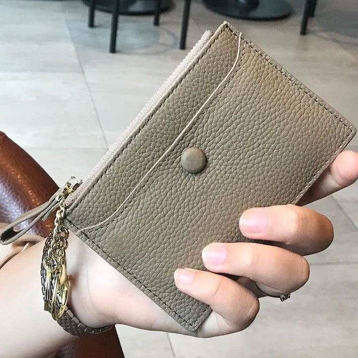 Textured  Leather Zip Card Holder Kalsten
