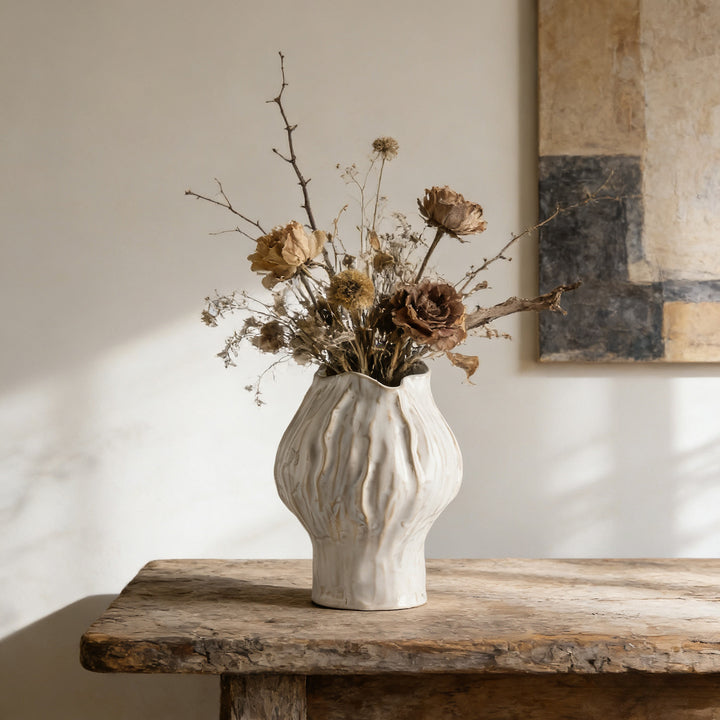 Handmade Textured Ceramic Sculptural Vase