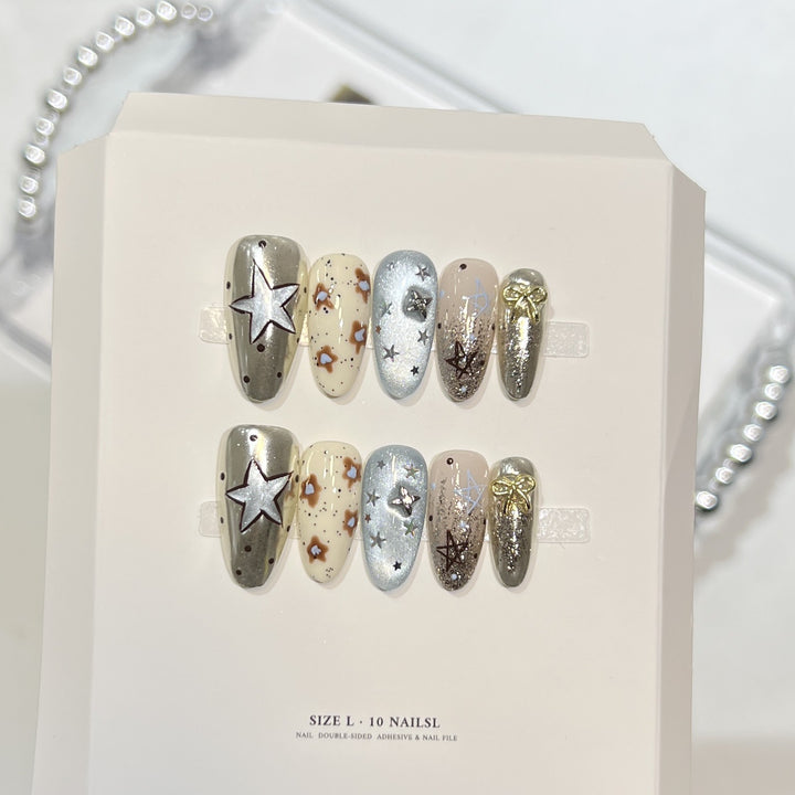 Artistic Stiletto Press-On Nail Set with Unique Aesthetic Designs Kalsten