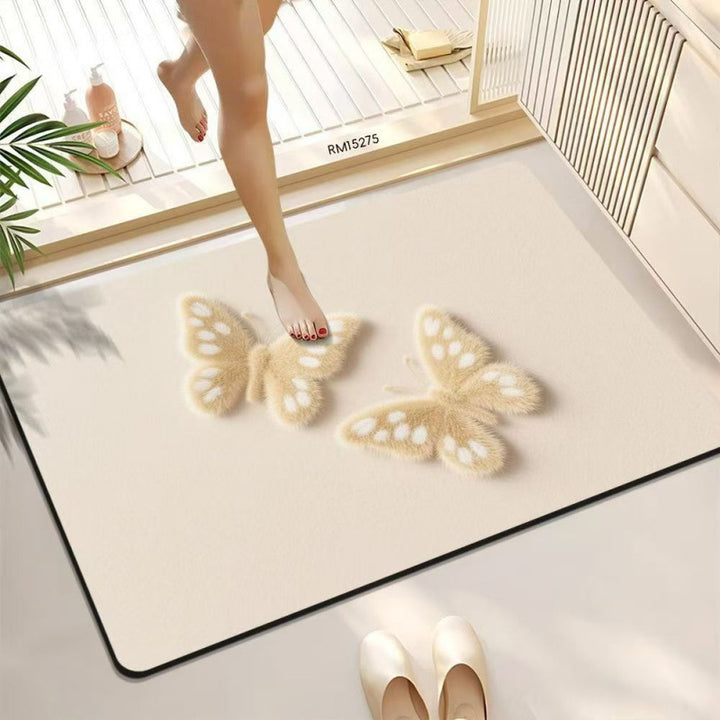 3D Butterfly Pattern Bath Mat