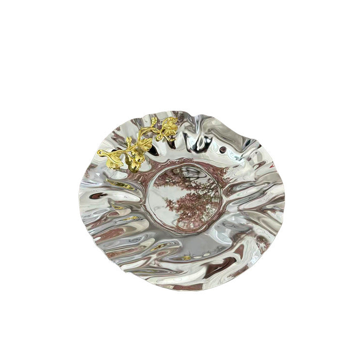 Decorative Artistic Metal Bowl with Floral Accents