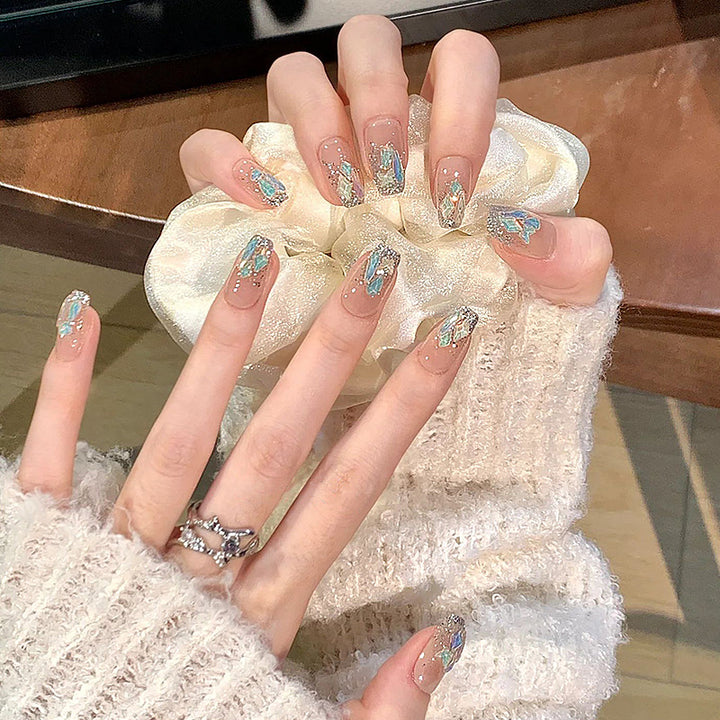 Glamorous artificial nail set with luxurious glitter elements Kalsten