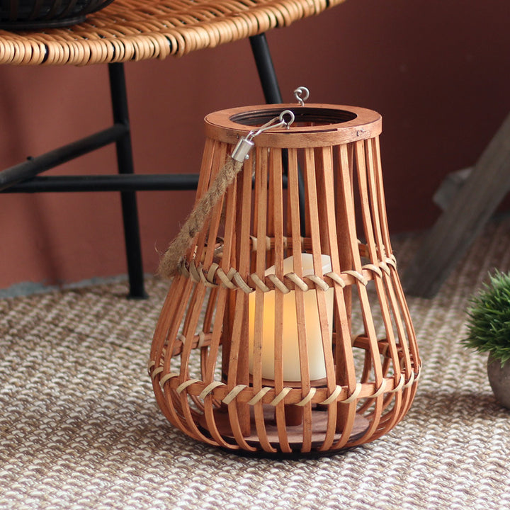 Handcrafted lantern made of wood and wicker Kalsten