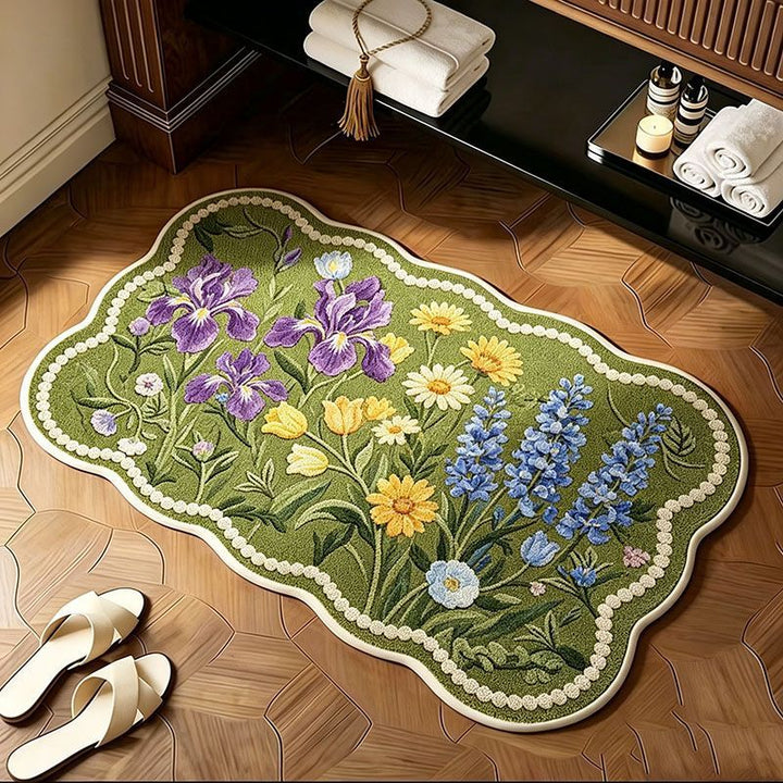 Floral Patterned Memory Foam Bath Mat