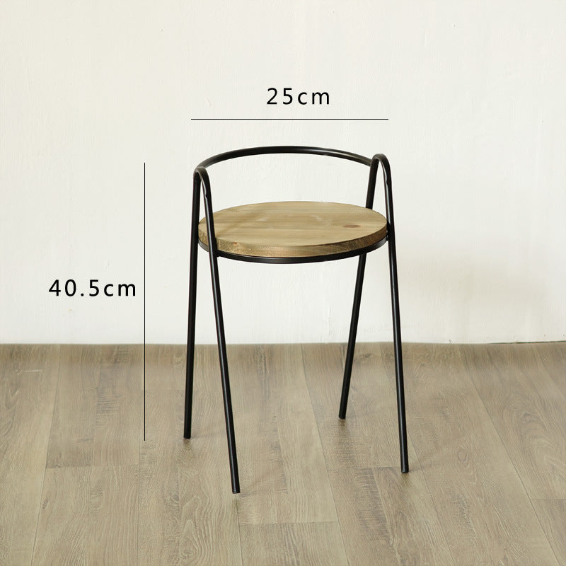 Modern stool with wooden seat and metal frame Kalsten