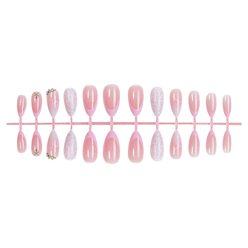 Artificial nail set with glitter and flower decorations Kalsten