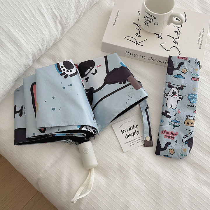 Women Folding Umbrella with Cute Animal Designs and Practical Carrying Case Kalsten