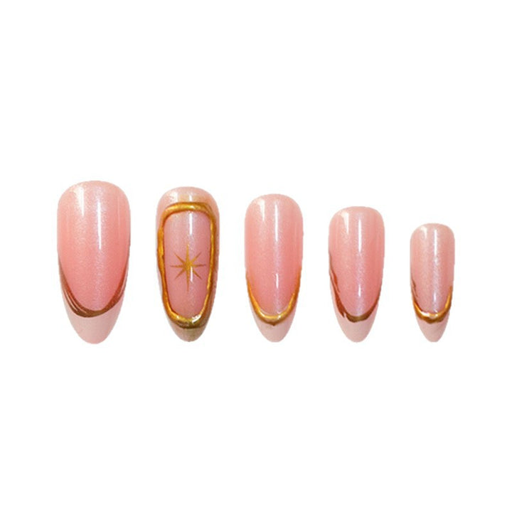Premium Glittering French Tip Press-On Nails with Gold Accents Kalsten