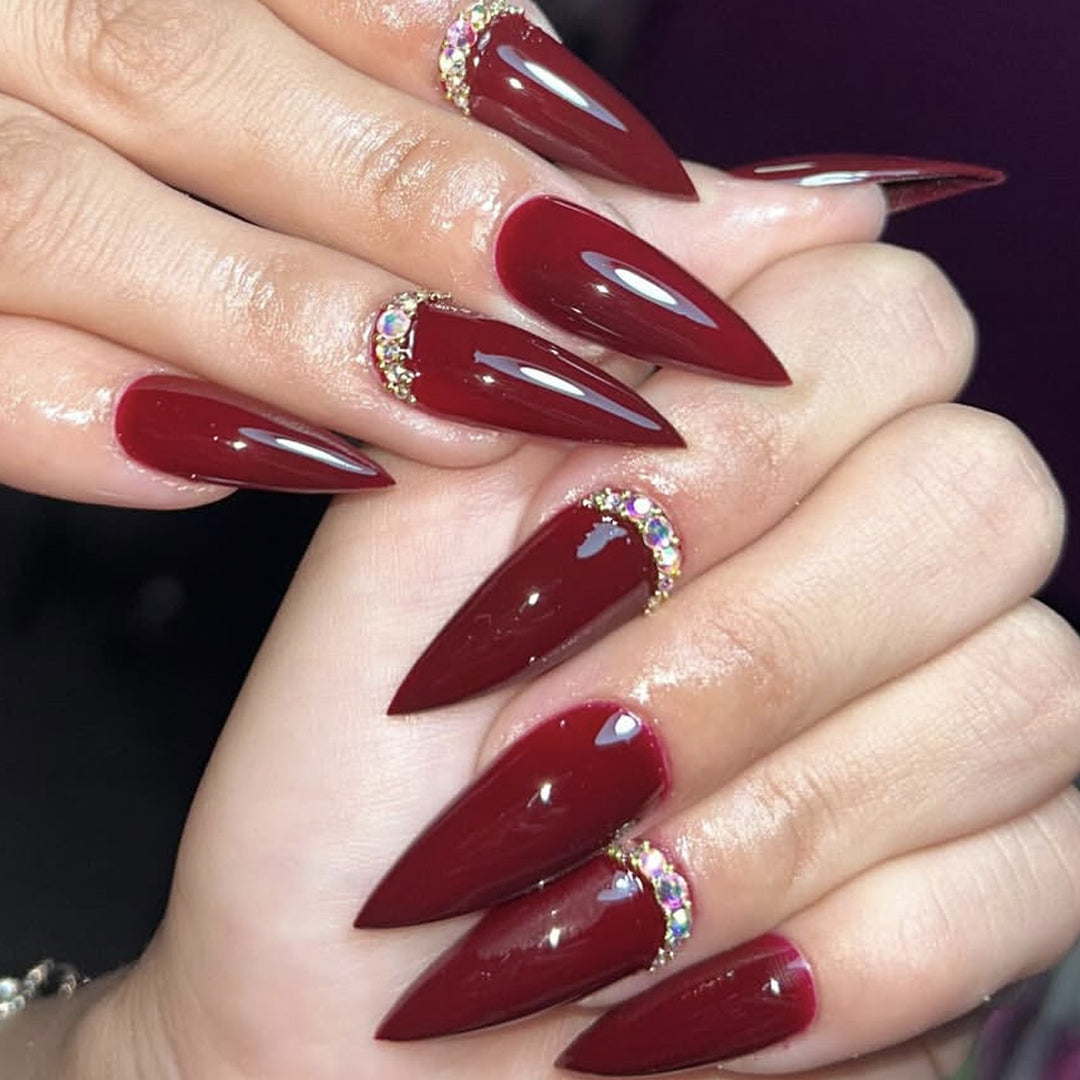 Elegant Stiletto Nail Art Extensions with Glitter Accents Kalsten