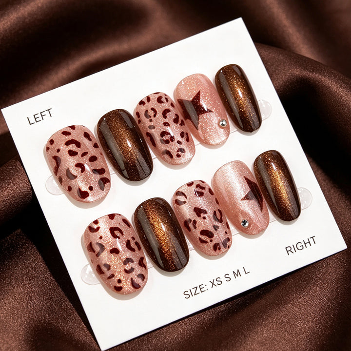 Artistic Leopard Print and Shimmer Press-On Nail Set