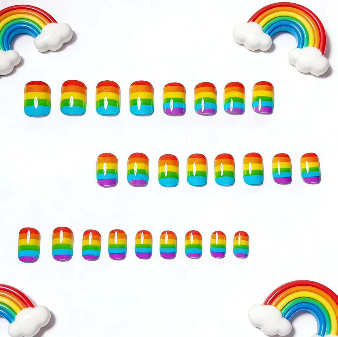 Creative Acrylic Nails in Rainbow Look Kalsten