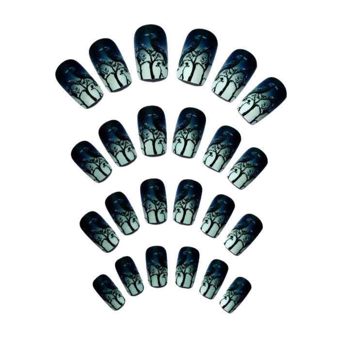 Creative skull and crow design artificial nails Kalsten