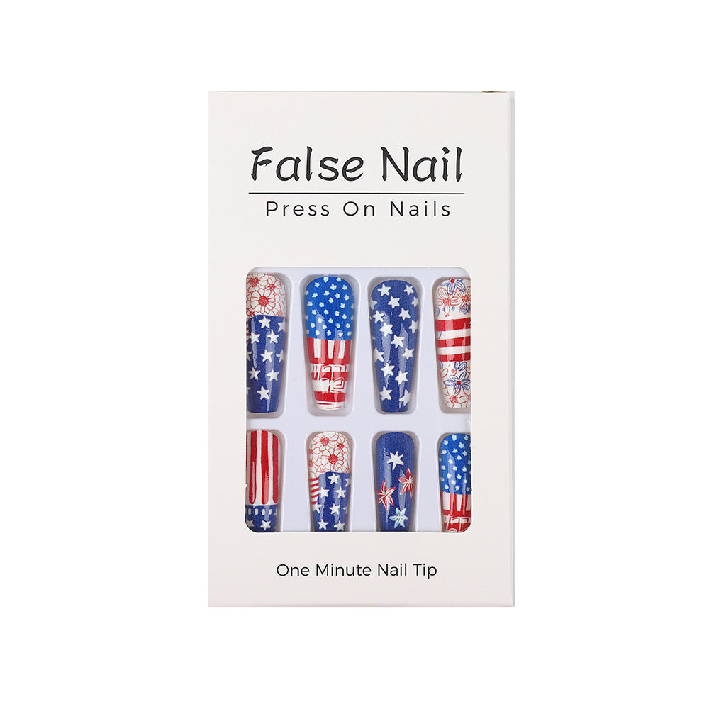Creative Nail Art Artificial Nails in Patriotic Design Kalsten