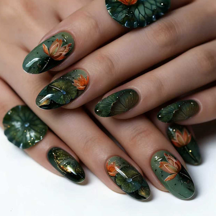 Artificial artificial nails with elegant water lily design Kalsten