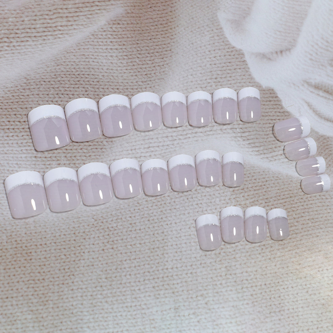 Glossy French Tip Press-On Nail Set Kalsten