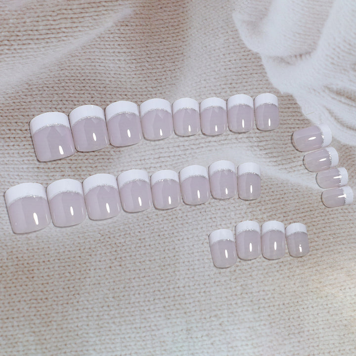 Glossy French Tip Press-On Nail Set Kalsten