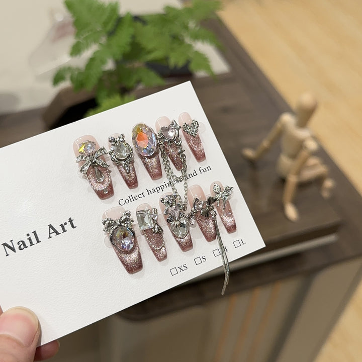 Glamorous Rhinestone Press-On Nail Art Set