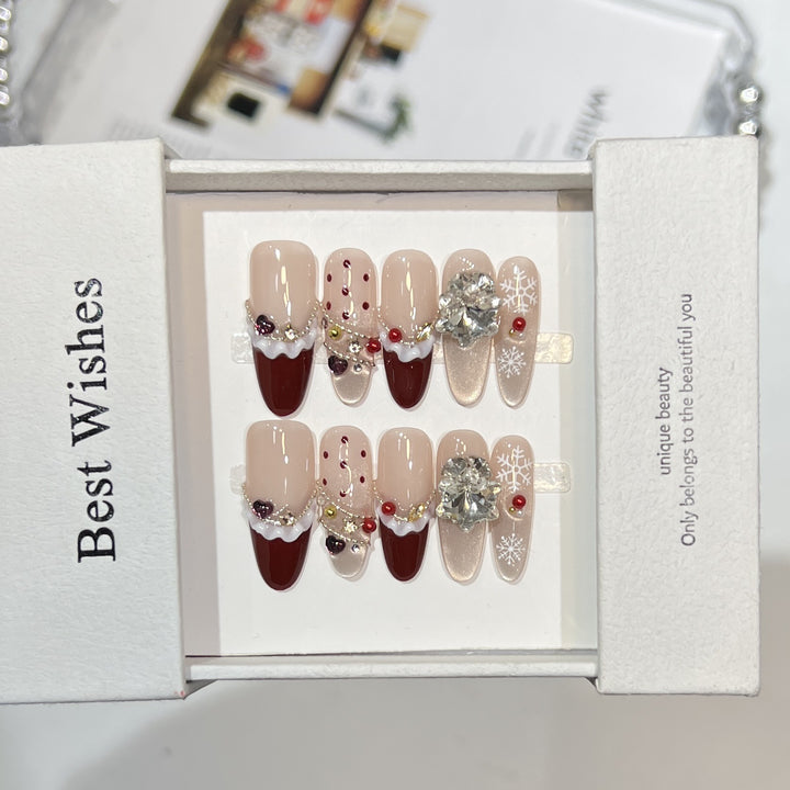 Glittery Press-On Nail Art Set with Snowflake Design Kalsten