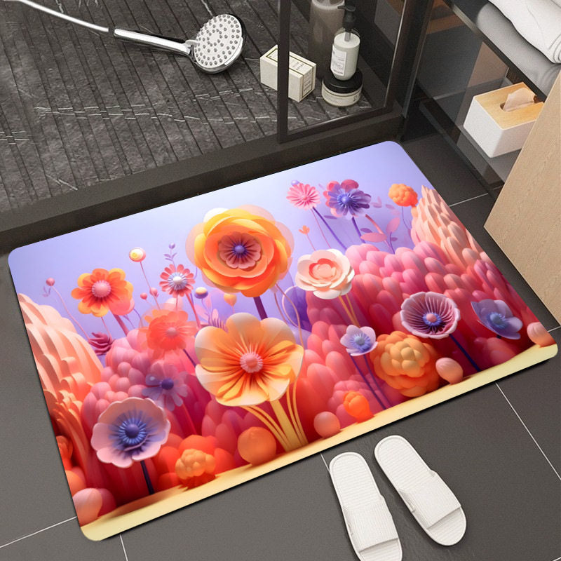 Floral Design Memory Foam Bath Mat Kalsten