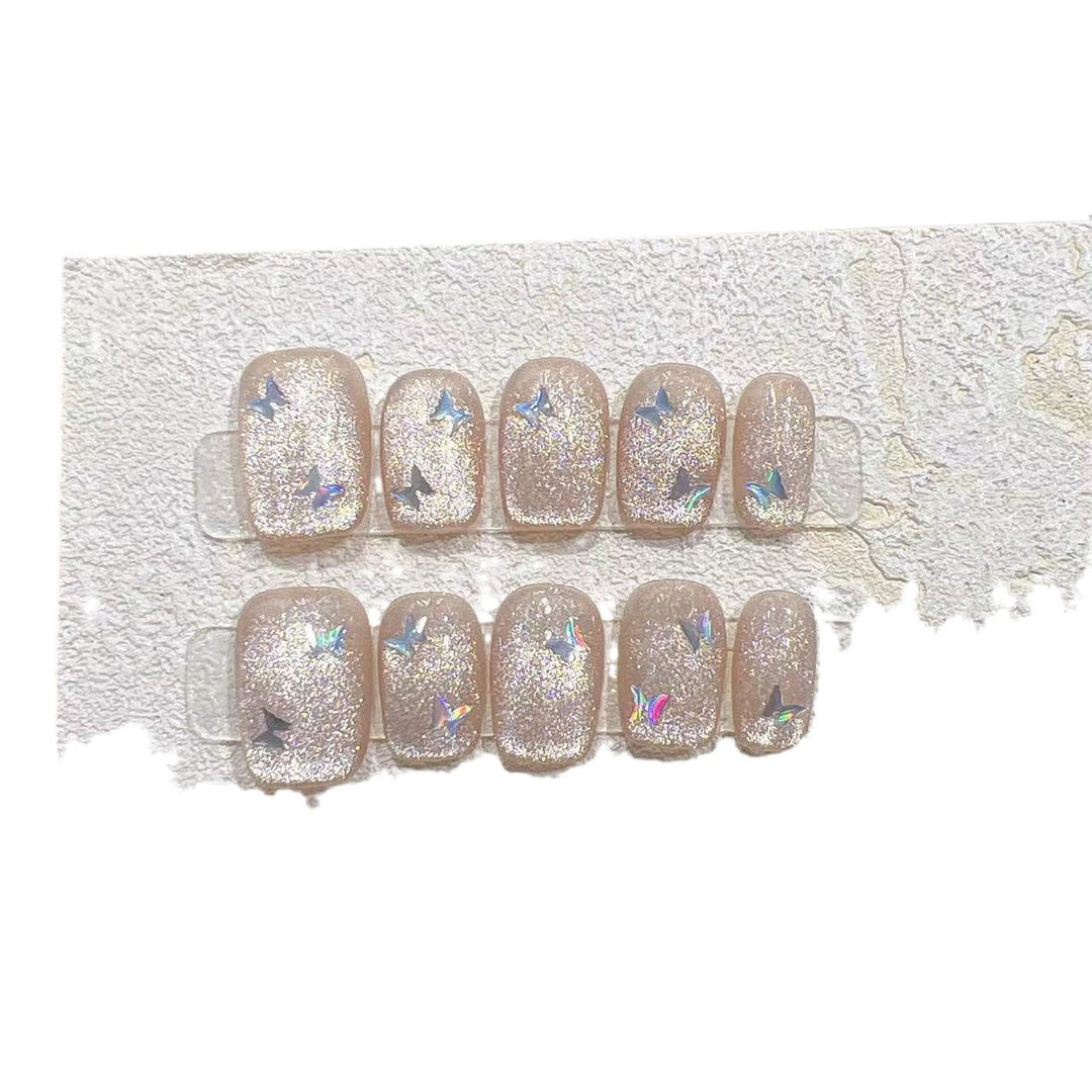 Glittering Press-On Nail Set with Star Accents Kalsten