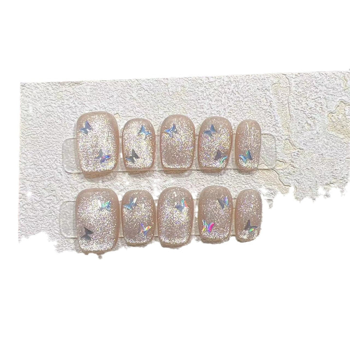 Glittering Press-On Nail Set with Star Accents Kalsten