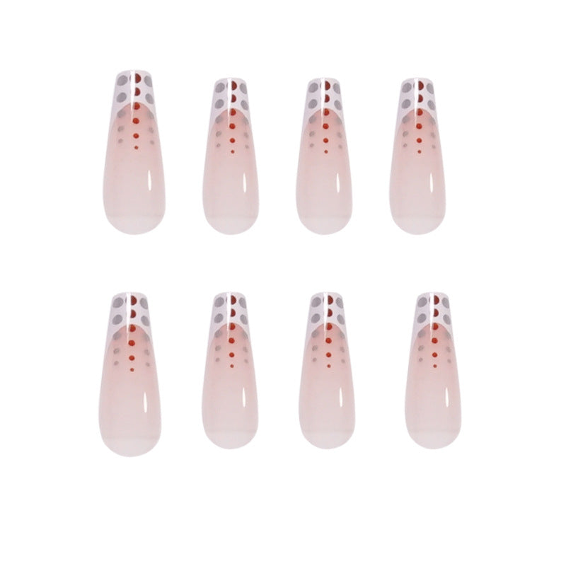 Artistic Nail Extensions with Elegant Dots and Shimmering Ombré Kalsten