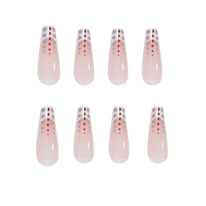 Artistic Nail Extensions with Elegant Dots and Shimmering Ombré Kalsten