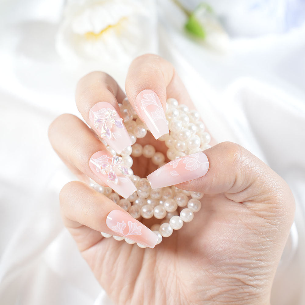 Elegant Floral Press-On Nail Extensions Kalsten