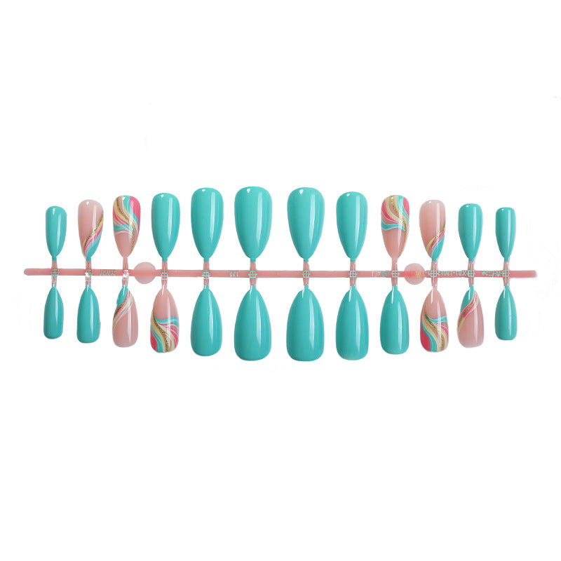 Artistic Press-On Nails Set with Unique Swirl Patterns kalsten